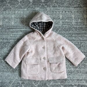 Zara Light Pink Hooded Pea Coat 4-5 years